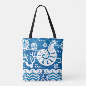 Tote Bag Plage bleue et blanche Fourre-tout (Dos)