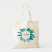 Tote Bag Plage botanique bleue Maid of Honor Chic Monogramm (Devant)