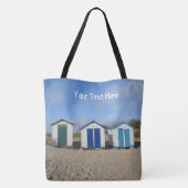 Tote Bag Plage cabanes ciel bleu sable anglais plage de bor (Dos)