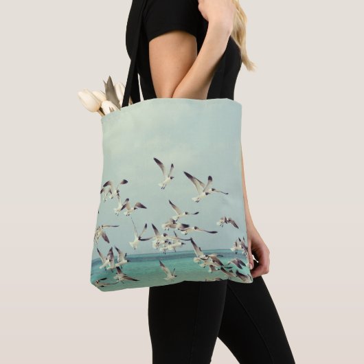 Tote Bag Plage Calme Oiseaux À Thème (De près)