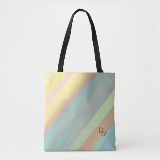 Tote Bag Plage Côtière Bleu Vert Initiales (Devant)