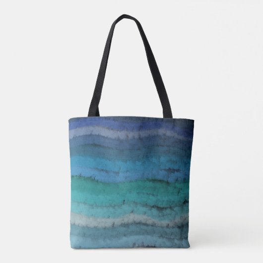 Tote Bag Plage Côtière Vagues salées sur Noir (Dos)