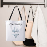 Tote Bag Plage de bikini bleu<br><div class="desc">Personnalisez et ajoutez votre nom ou votre texte. Décoré d'un bikini rayé blanc et bleu clair.</div>