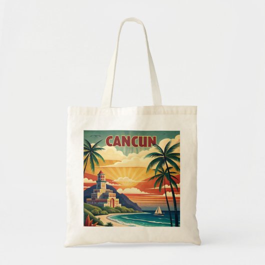 Tote Bag Plage de Cancun Vintage voyage Mexique (Devant)