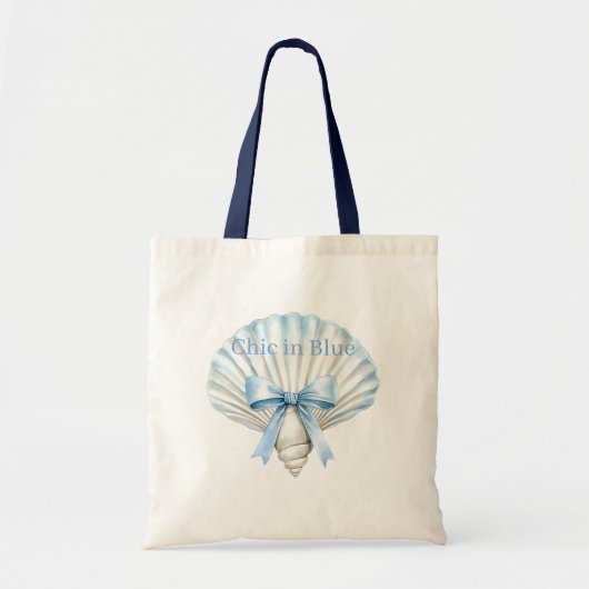 Tote Bag Plage de coquillages bleu chic (Devant)
