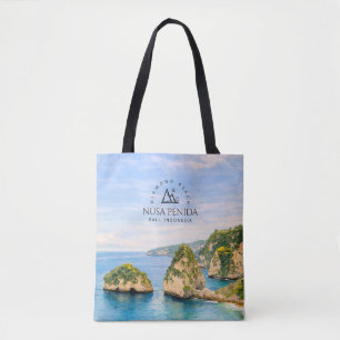 Tote Bag Plage de diamants Bali Aquarelle Mer turquoise
