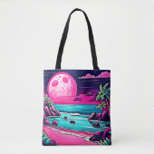 Tote Bag Plage de la lune rose vibrant (Devant)