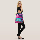 Tote Bag Plage de la lune rose vibrant (Sur le modèle)