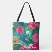 Tote Bag Plage de Monogram Floral tropical moderne (Dos)
