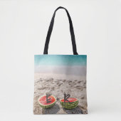 Tote Bag Plage de pastèque adorable personnalisée (Devant)