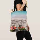 Tote Bag Plage de pastèque adorable personnalisée (De près)