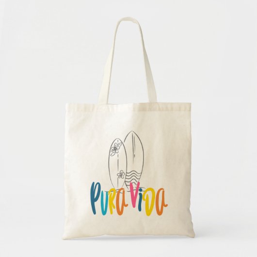Tote Bag Plage de Pura Vida Surfboard Costa Rica Beach (Devant)