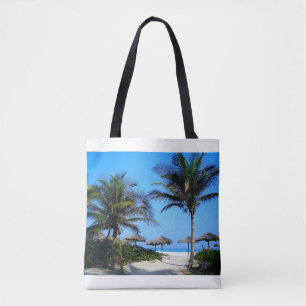 Tote Bag Plage de sable avec palmiers et vue sur l'océan