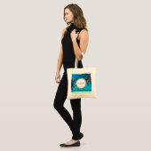 Tote Bag Plage de sable blanc avec palmiers tropicaux Monog (Devant (modèle))