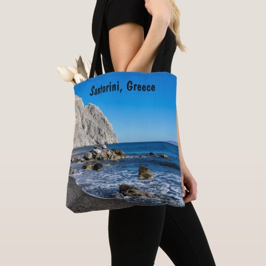 Tote Bag Plage de sable noir (De près)
