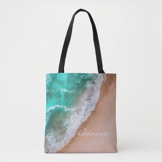 Tote Bag Plage d'eau de mer sable tropical été (Devant)