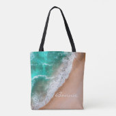 Tote Bag Plage d'eau de mer sable tropical été (Dos)