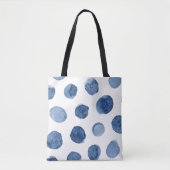 Tote Bag Plage d'été cool moderne points d'aquarelle bleu (Devant)