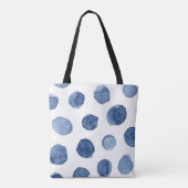 Tote Bag Plage d'été cool moderne points d'aquarelle bleu (Dos)
