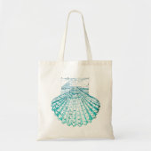 Tote Bag plage d'été turquoise couleur bleu mermaid coquill (Devant)