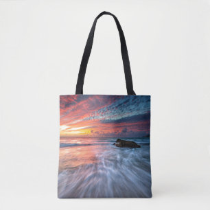 Tote Bag Plage en pierre spectaculaire du coucher du soleil