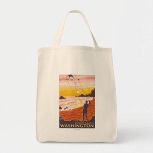 Tote Bag Plage et cerfs-volants - plage de coucher du