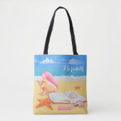 Tote Bag Plage et coquillages personnalisés (Devant)