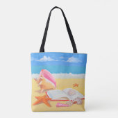 Tote Bag Plage et coquillages personnalisés (Dos)