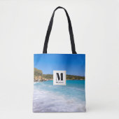 Tote Bag Plage exotique Île tropicale Paradis Monogramme (Devant)