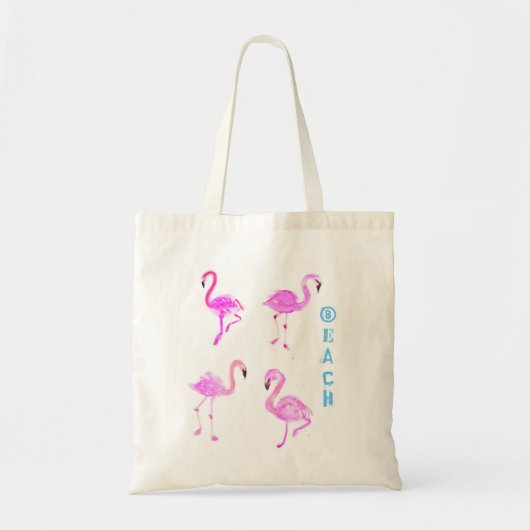 Tote Bag Plage Fourre-tout de Flamant rose (Devant)