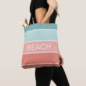 Tote Bag Plage Happy Summer Cool Stripes (De près)