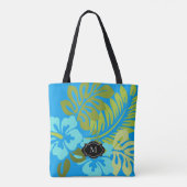 Tote Bag Plage hawaïenne florale tropicale de monogramme de (Dos)