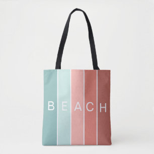Tote Bag Plage heureux bleu cool rayures modernes