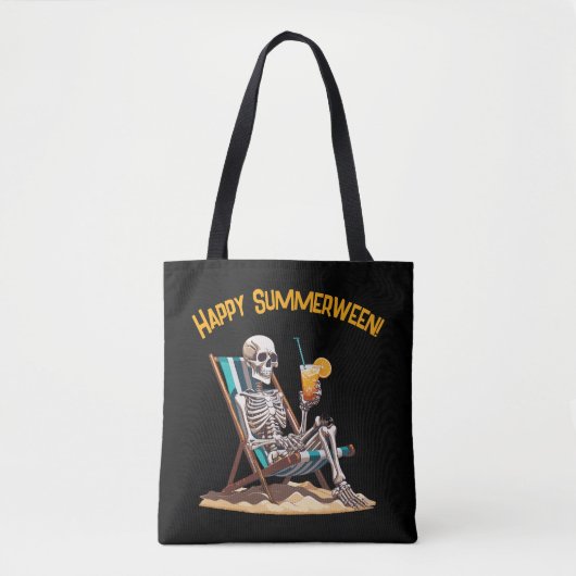 Tote Bag Plage Lounge Squelette Halloween (Devant)
