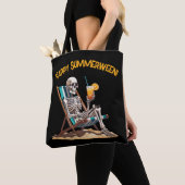 Tote Bag Plage Lounge Squelette Halloween (De près)