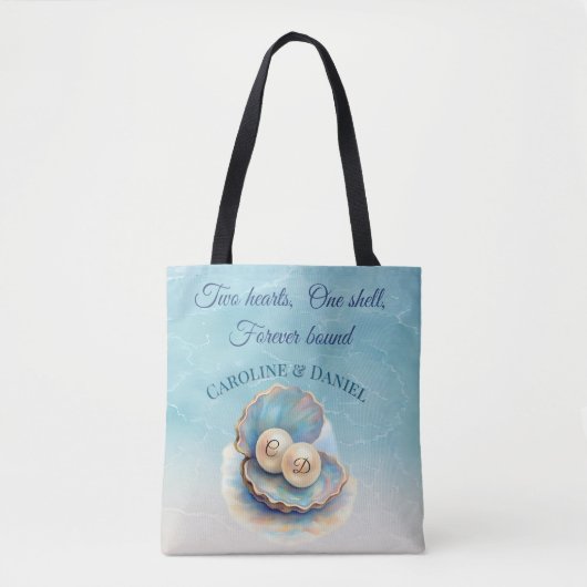Tote Bag Plage Mariage Pearls Shell Elégant thème Océan (Devant)