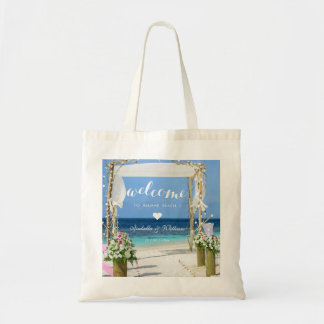 Tote Bag Plage moderne Mariage d'été Bienvenue Faveur
