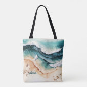 Tote Bag Plage moderne Mer Waves Sable de bord de mer (Dos)
