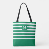 Tote Bag Plage Monogramme Rayée Verte Mignonne (Dos)