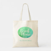 Tote Bag Plage personnalisée S'il vous plaît Turquoise Aqua (Dos)