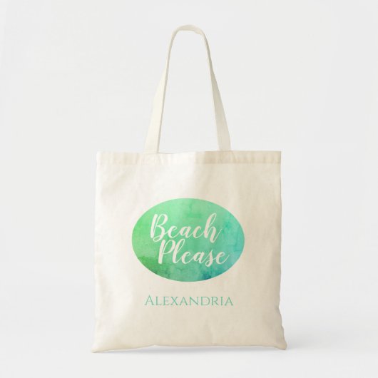 Tote Bag Plage personnalisée S'il vous plaît Turquoise Aqua (Devant)