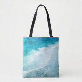 Tote Bag Plage Retro - Océan bleu Turquoise côtier Aquarell (Devant)