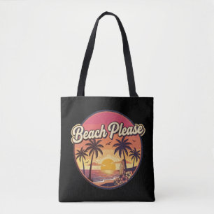 Tote Bag Plage Rétro S'il Vous Plaît Été Coucher de Soleil