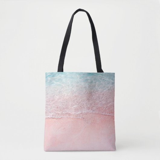 Tote Bag Plage rose et vague (Devant)