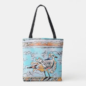 Tote Bag Plage Seagull mignon dessin (Dos)