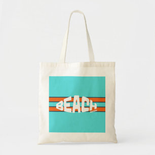 Tote Bag Plage S'Il Vous Plaît Aqua Bleu & Orange Gratté