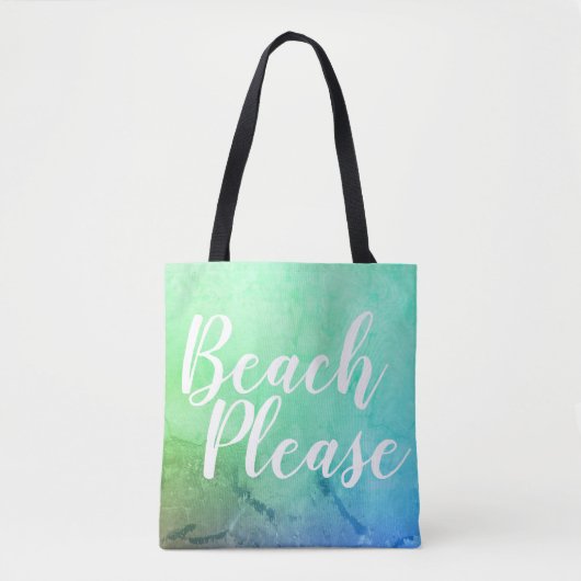 Tote Bag Plage S'il vous plaît Turquoise Blue Ombre Beach (Devant)