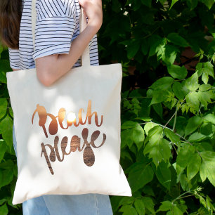 Tote Bag PLAGE S'IL VOUS PLAÎT Typographie amusante et sa