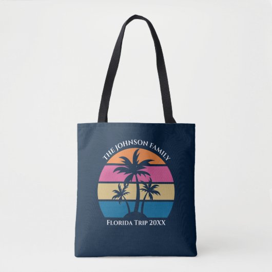 Tote Bag Plage sur mesure Trip Cute Blue Palm Tree (Devant)