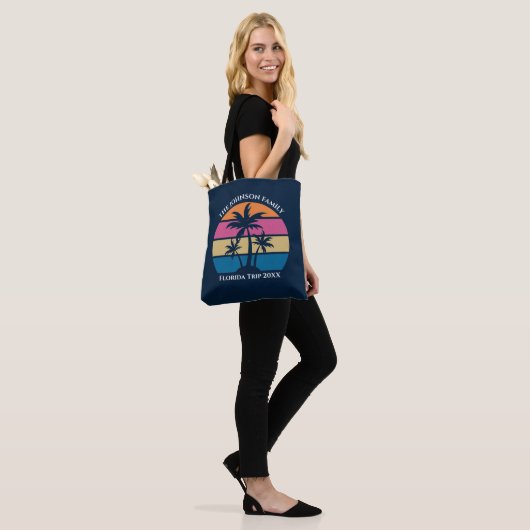 Tote Bag Plage sur mesure Trip Cute Blue Palm Tree (Sur le modèle)